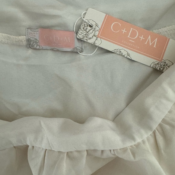 C+D+M Yellow and White Off the Shoulder Tie Back Mini Dress Size L. NWT. - Picture 9 of 10